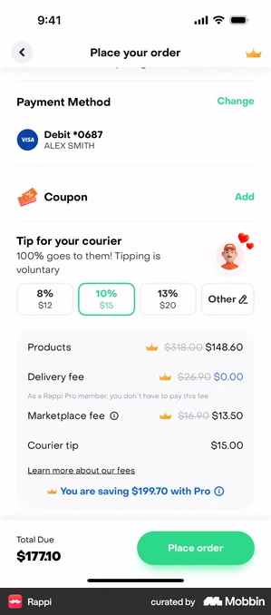 Rappi place order