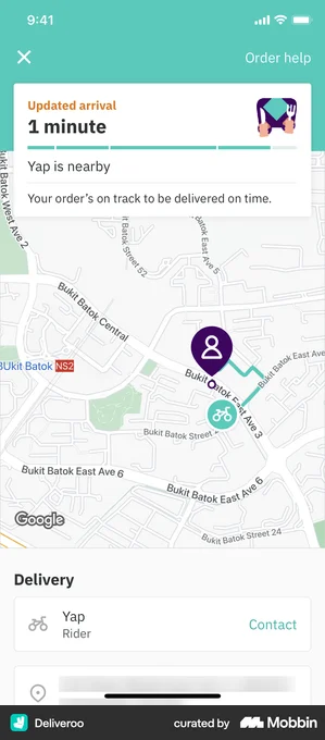 Deliveroo tracking