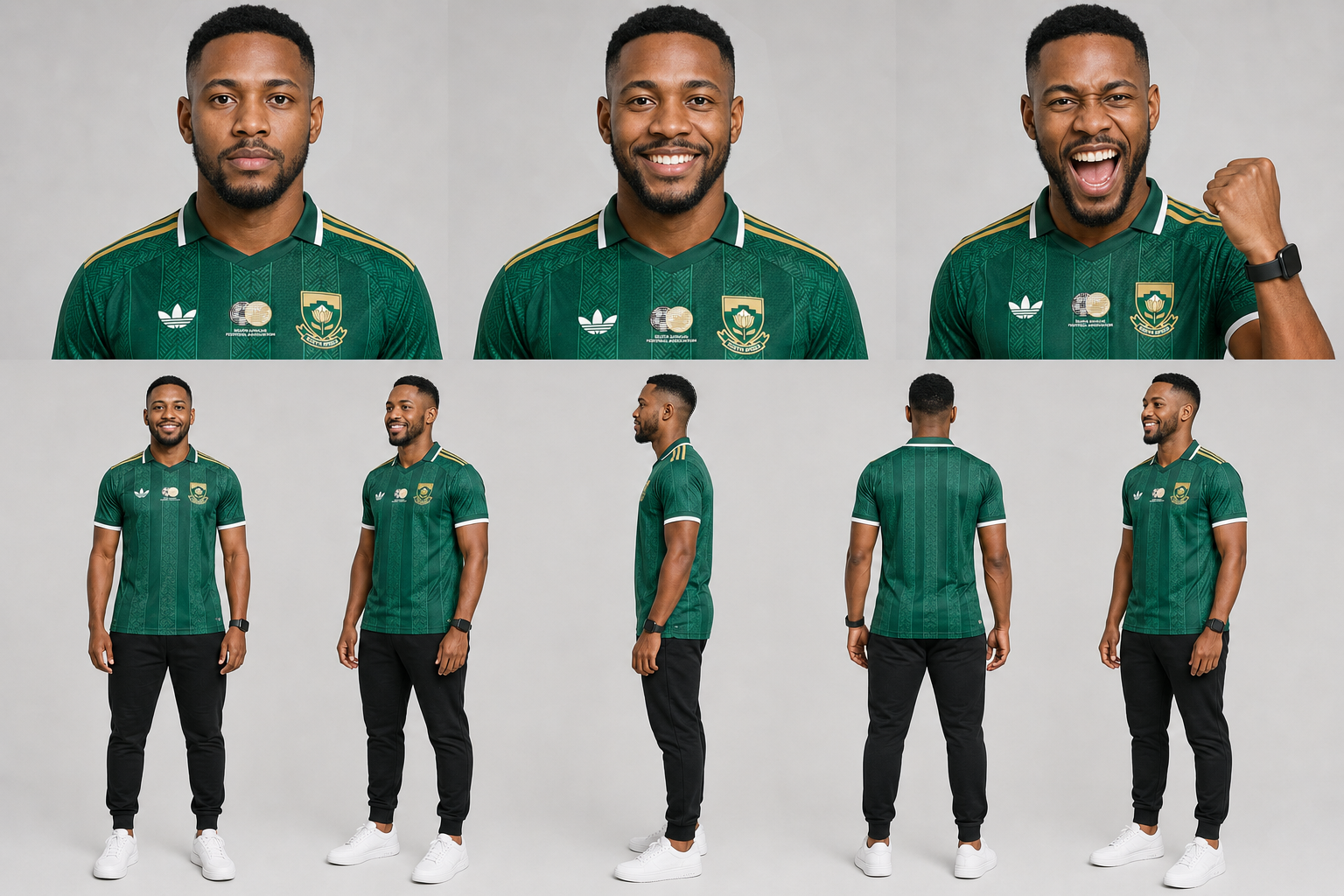 Sipho Khumalo character turnaround and expression sheet