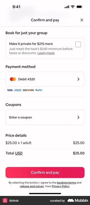 Airbnb confirm and pay