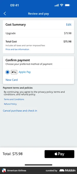 American Airlines review and pay